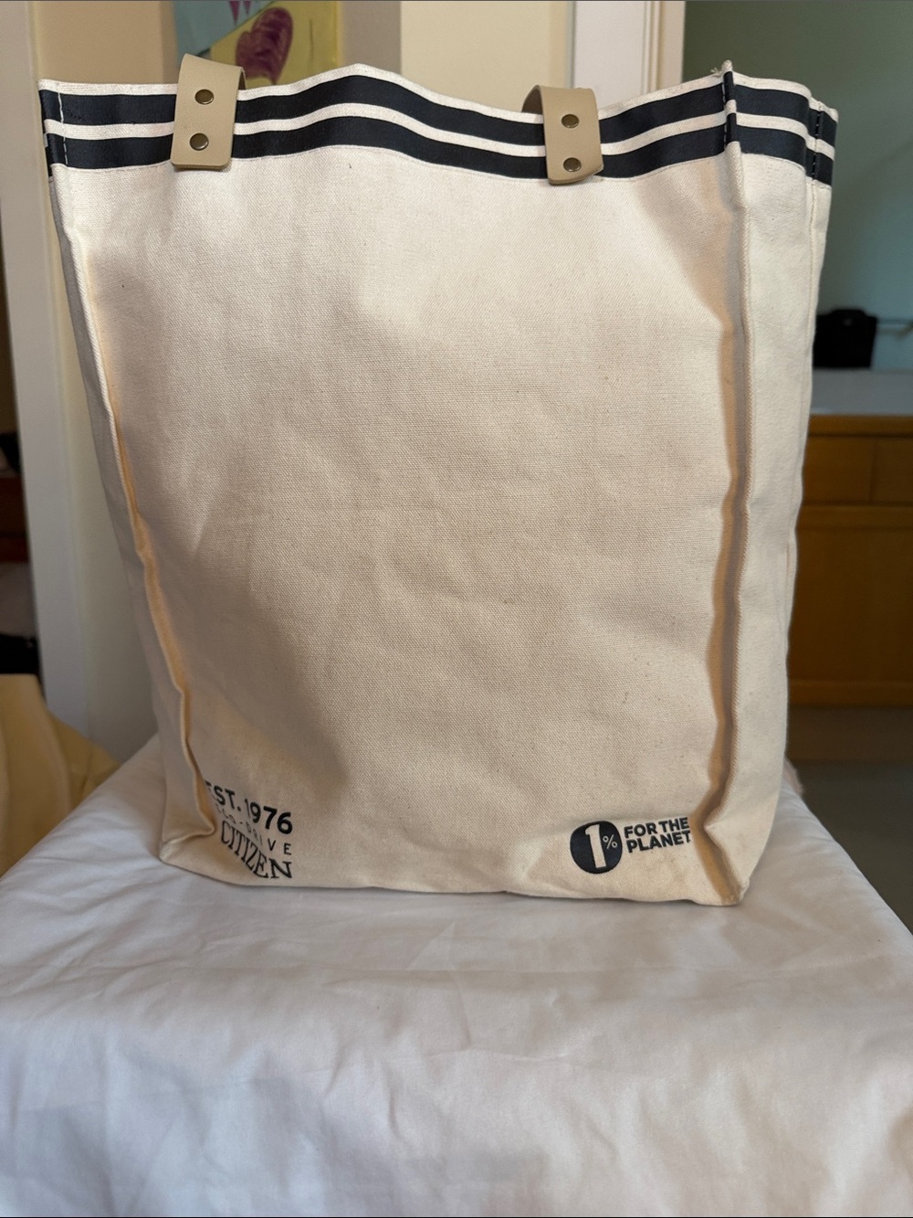 Citizen Cream 100% Canvas Tote with Black Trim Recycled environmental friendly